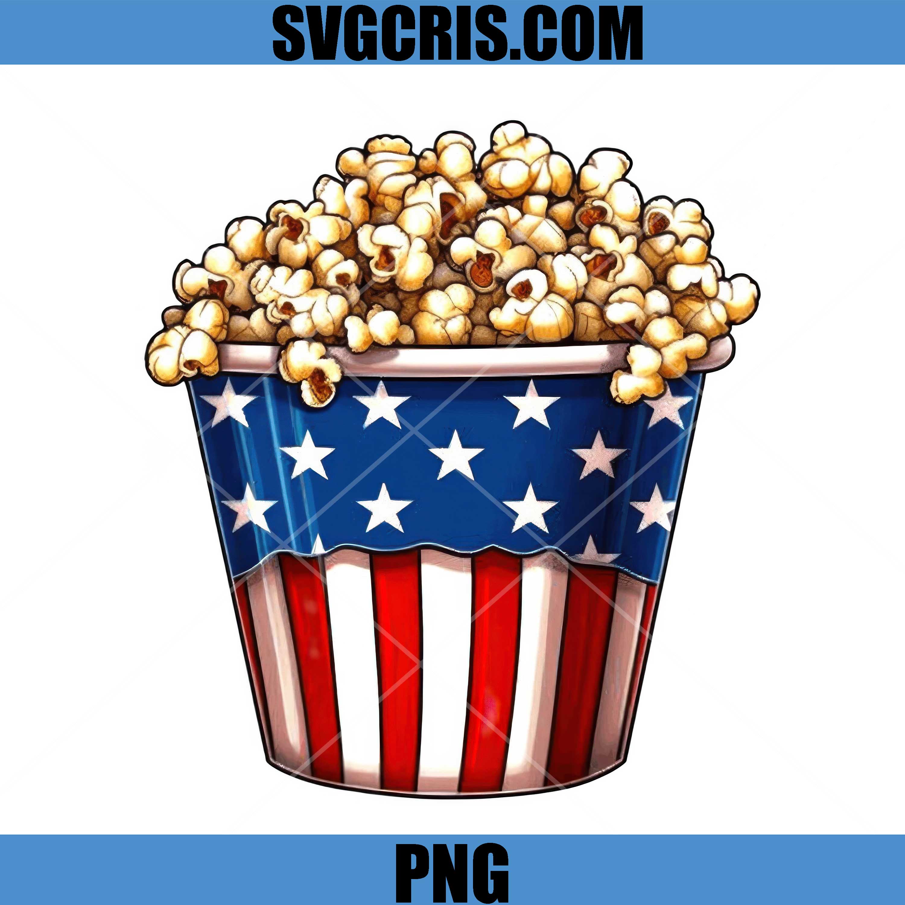 Patriotic Popcorn Bucket USA Style PNG, Fourth Of July Snack PNG