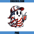 American Flag Ghost Drink PNG, Cute Ghost USA PNG