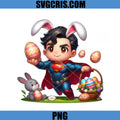Superman Easter Bunny Holding Eggs PNG, Hero Chibi Easter PNG