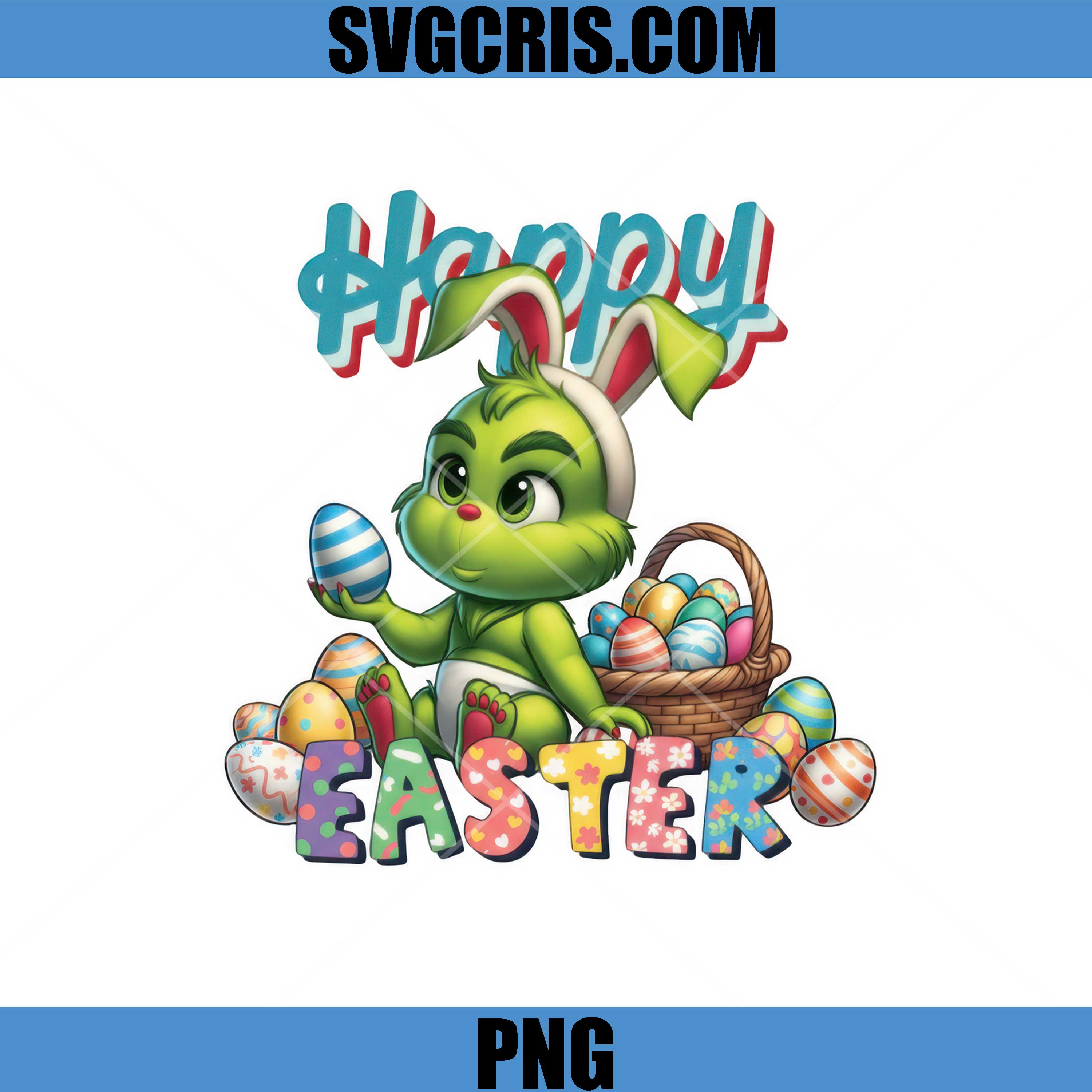Grinch Easter Bunny With Eggs PNG, Happy Easter Cute PNG