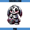Gothic Horror Easter Bunny Cartoon PNG, Creepy Cute Basket Bunny PNG