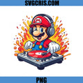 DJ Mario Headphones Design PNG, Mario Music Art PNG