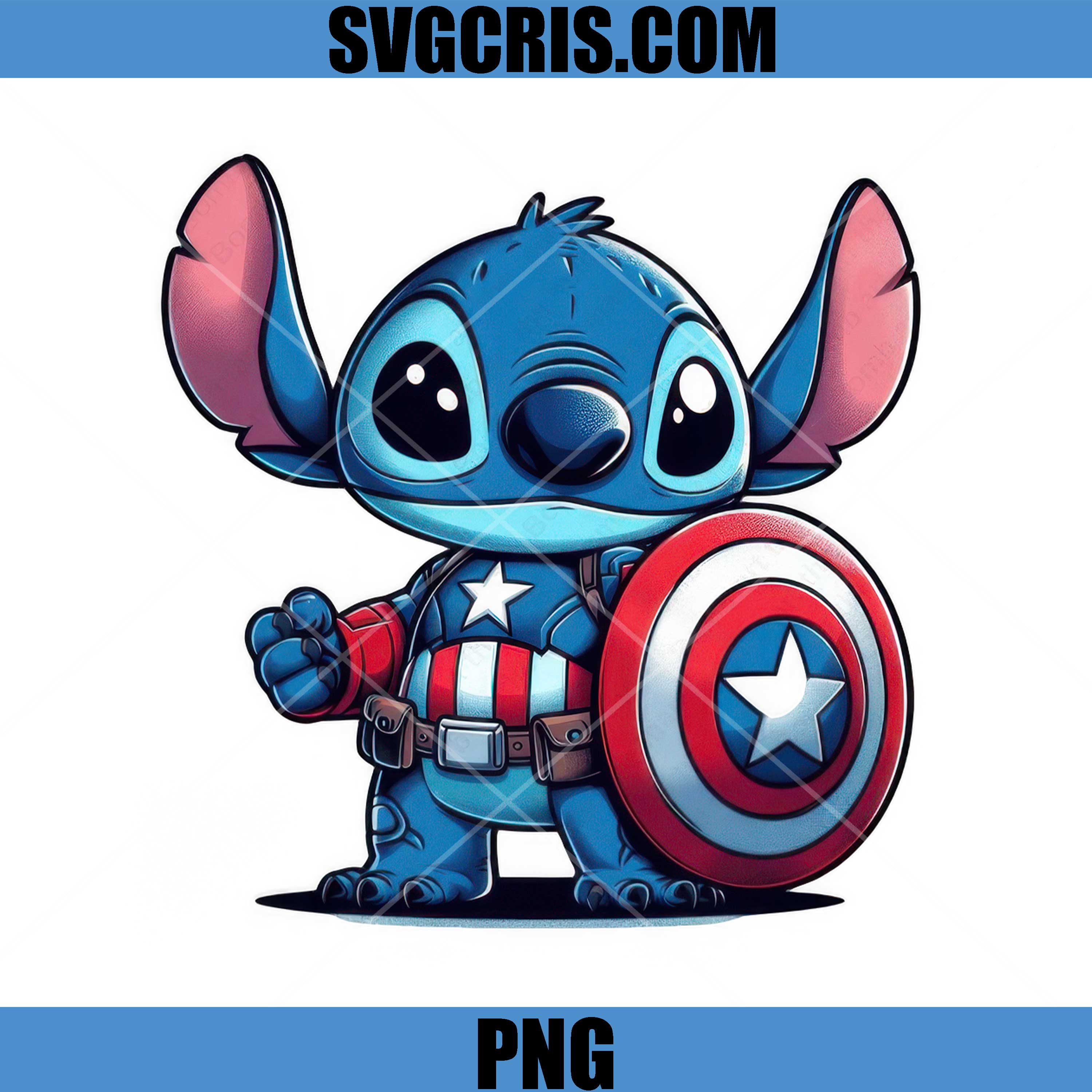 Captain Stitch With Shield Superhero PNG, Cute Stitch Hero PNG