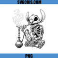 Skeleton Stitch Smoking Hookah Art PNG, Dark Skeleton Stitch PNG