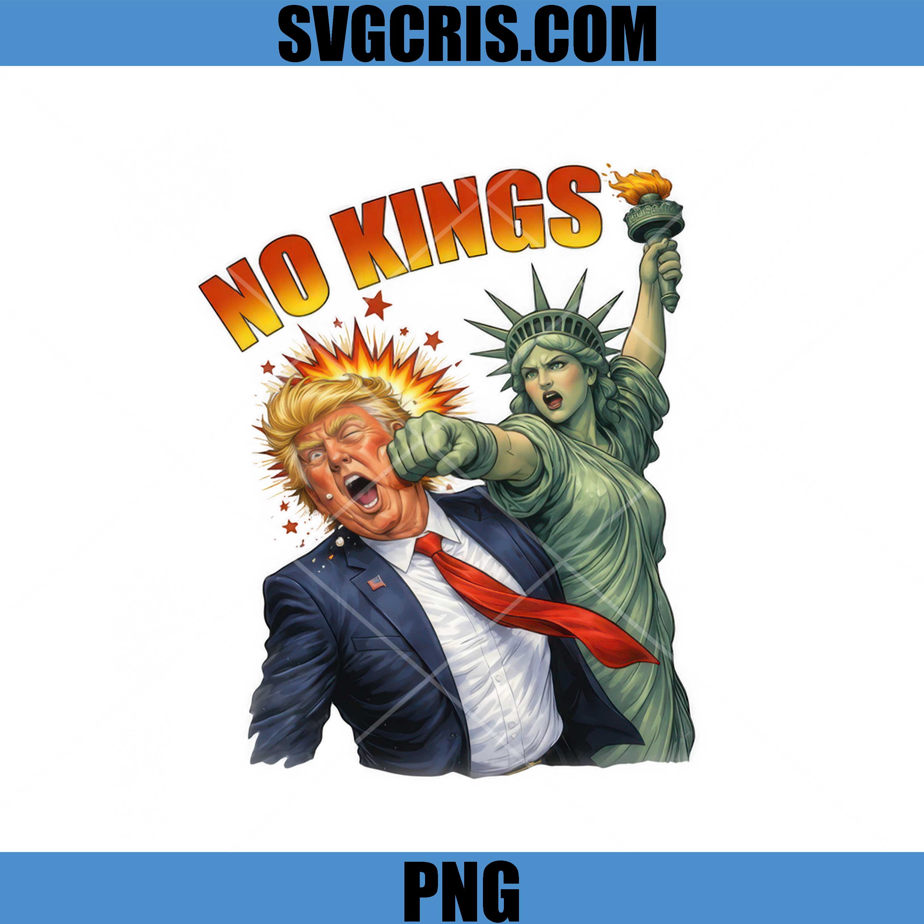 No Kings Liberty Punch PNG, Political Cartoon Protest PNG, Fuck Trumd PNG