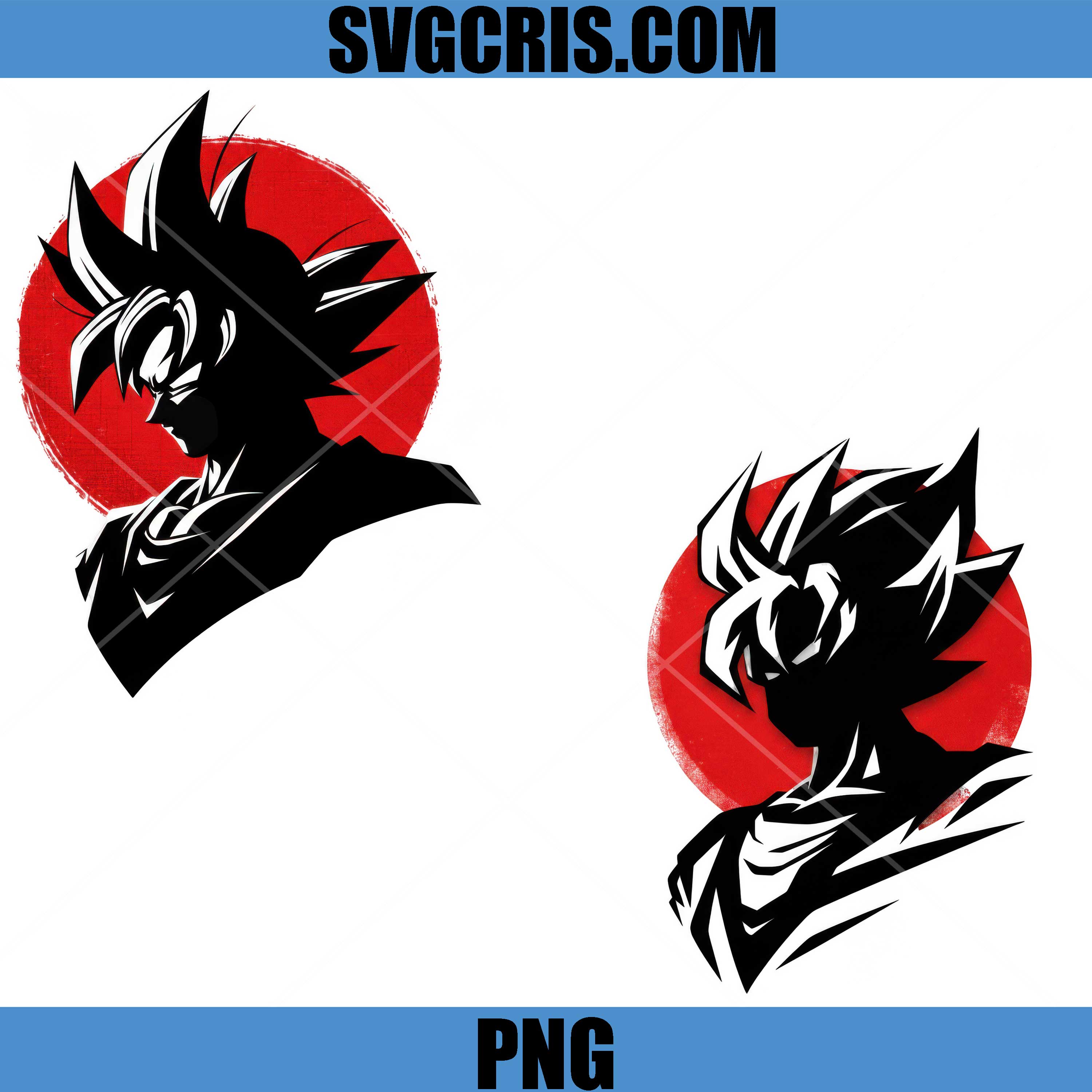 Son Goku Silhouette Red Sun Bundle PNG, Dragon Ball PNG