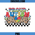 Proud Autism Mom Leopard Heart PNG, Puzzle Checkered Design PNG