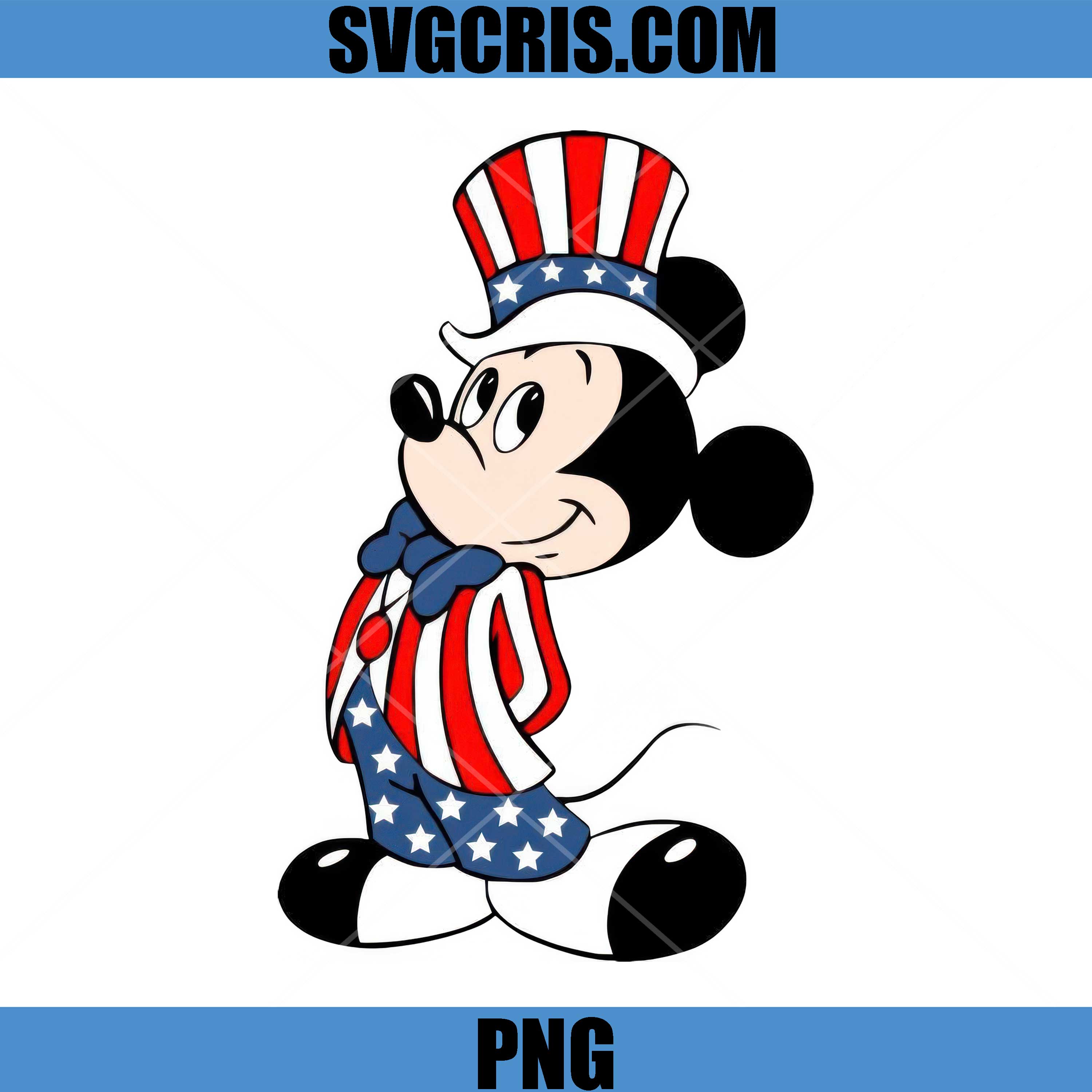 Mickey Uncle Sam July 4th PNG, Mickey Mouse Patriotic USA PNG