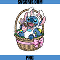 Stitch Easter Bunny Basket Eggs PNG, Cartoon Stitch Easter Bunny PNG