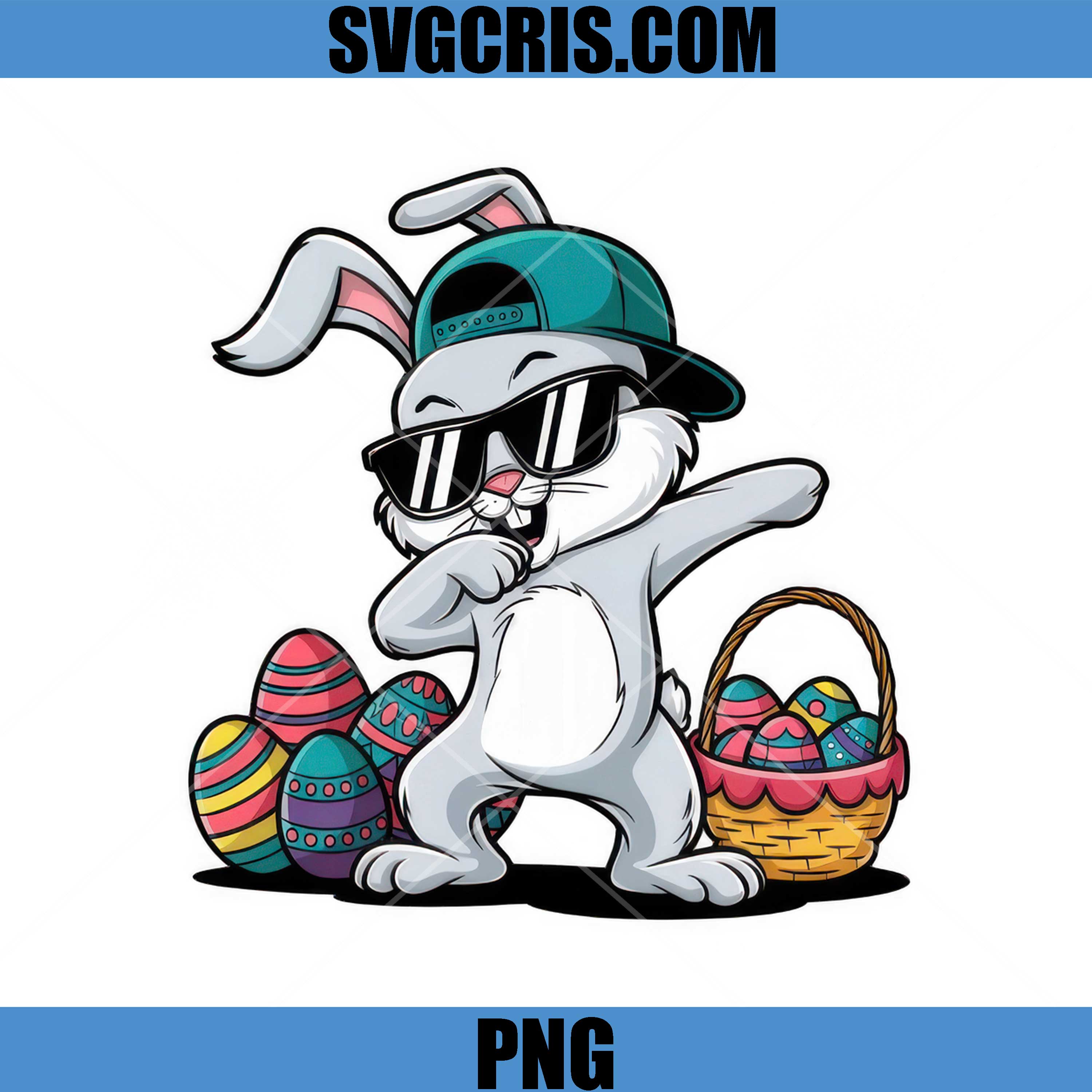 Easter Bunny Dabbing Sunglasses PNG, Cool Rabbit PNG
