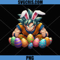 Dragon Ball Goku Bunny Ears With Colorful Eggs PNG, Easter Anime PNG