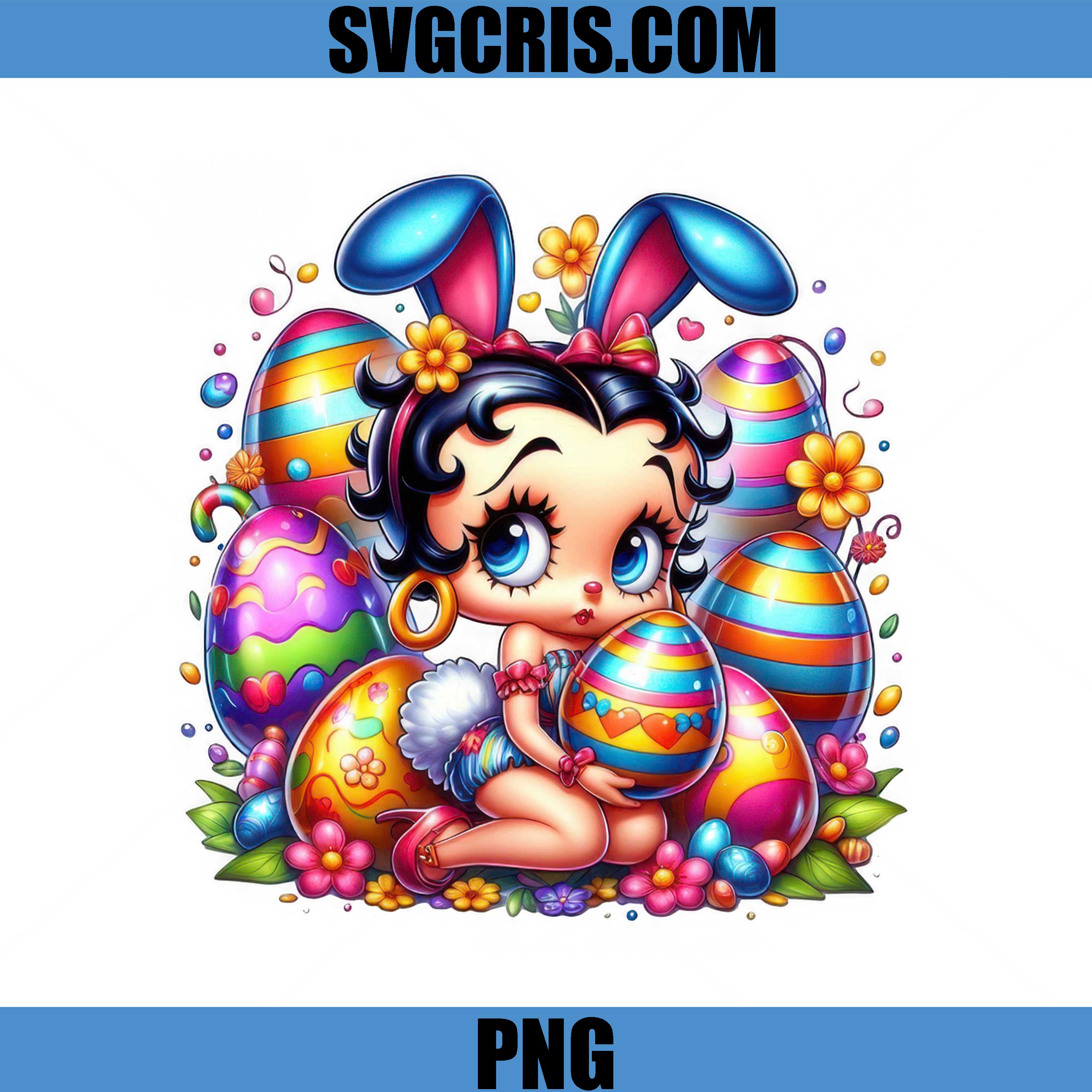 Cute Bunny Girl Easter Eggs PNG, Kawaii Cartoon Easter Character PNG