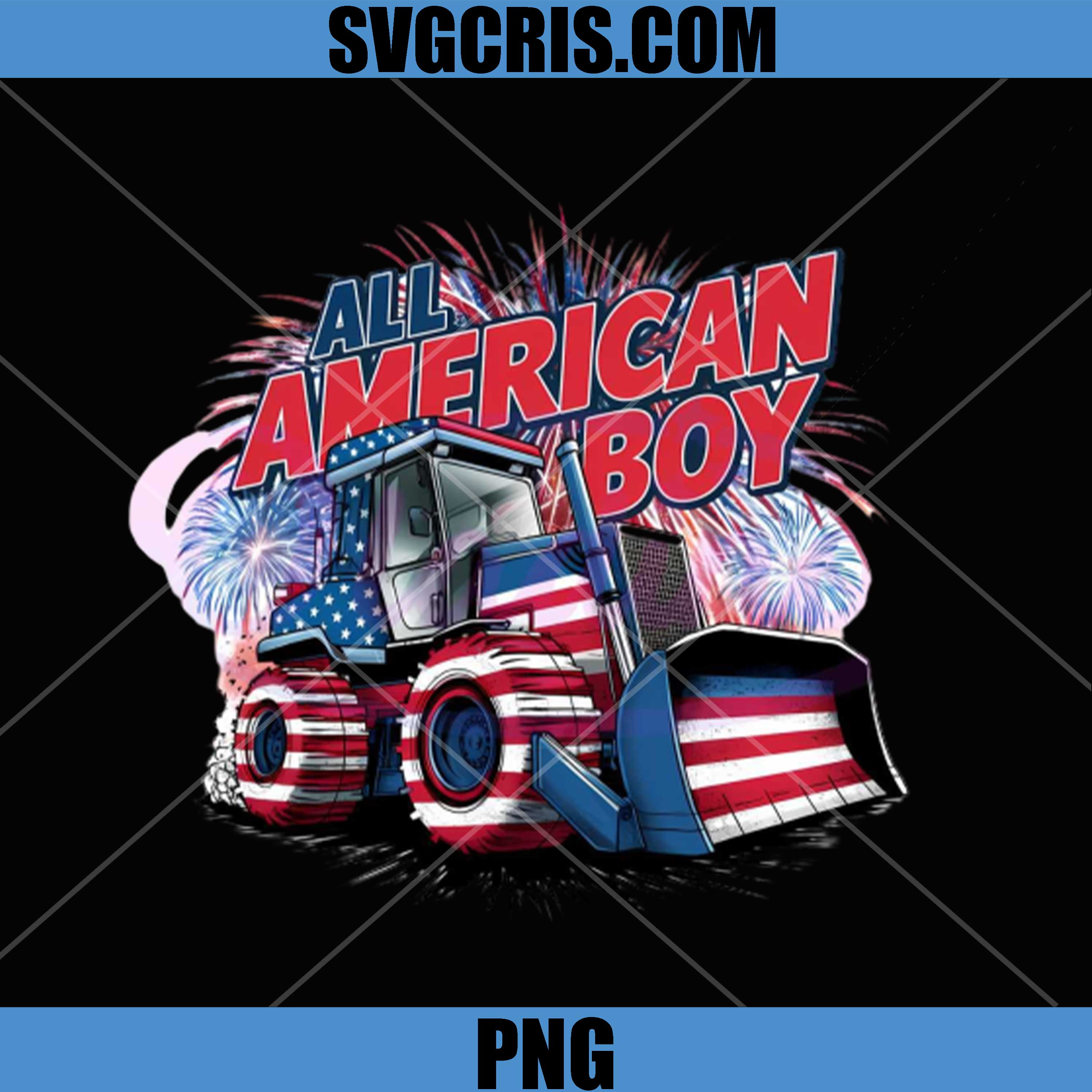 All American Boy Tractor PNG, Patriotic USA Farm Tractor PNG