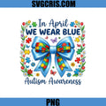 Autism Awareness Blue Bow Puzzle Art PNG, April Wear Blue PNG