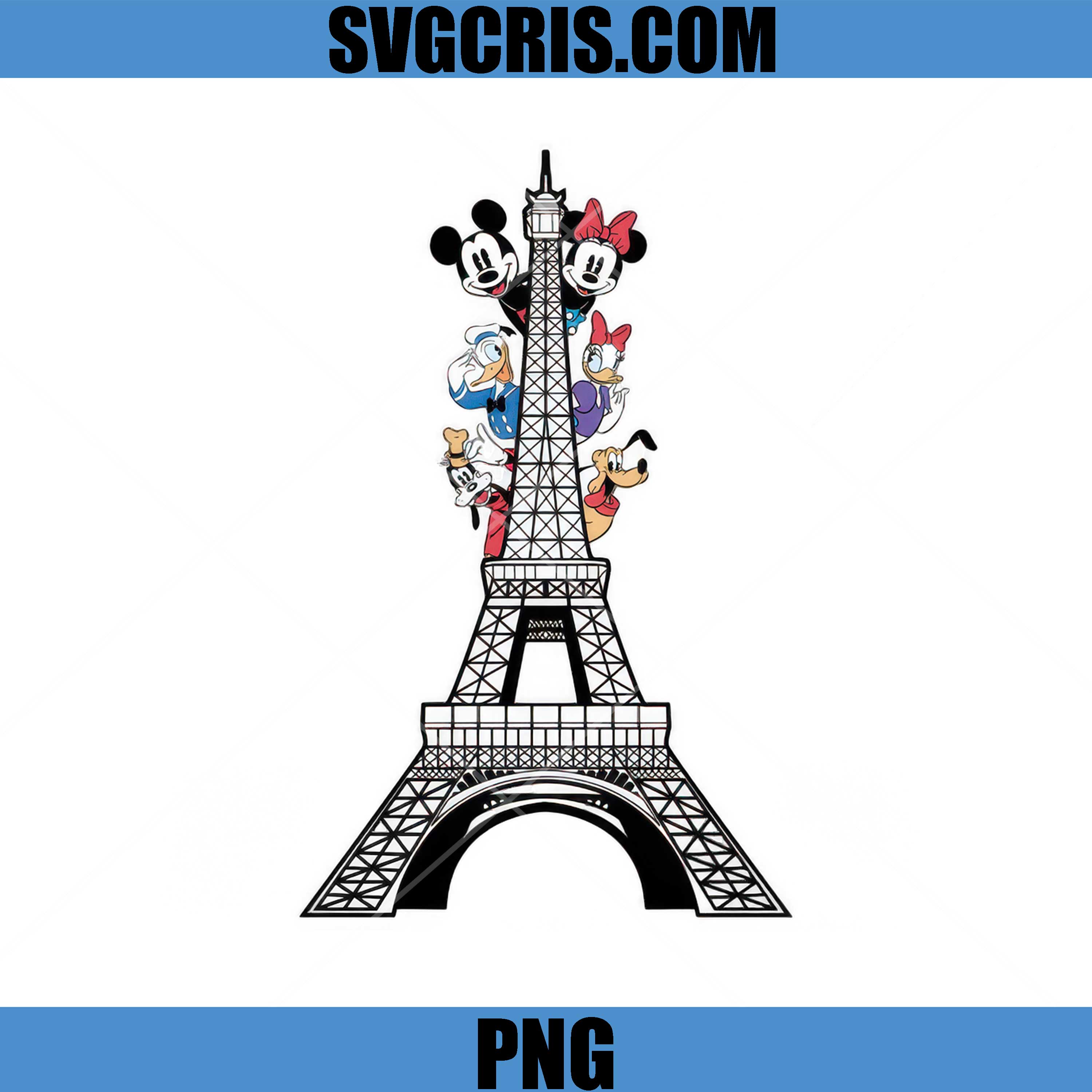 Mickey Friends Eiffel Tower Paris PNG, Disney Paris PNG