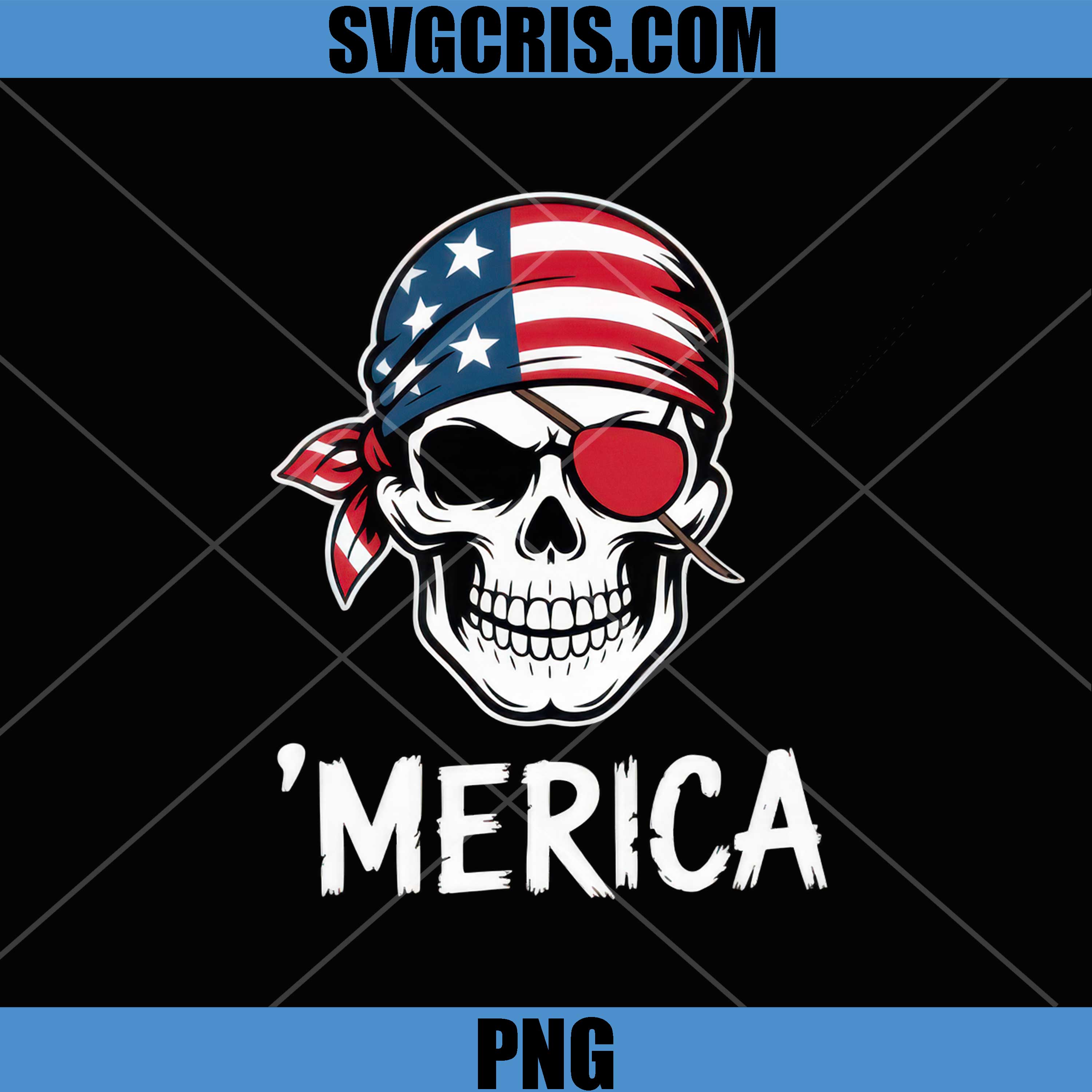 Pirate Skull American Flag PNG, Merica PNG, USA Skull PNG
