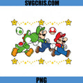 Mario Luigi Yoshi Running Stars PNG, Super Mario Friends PNG
