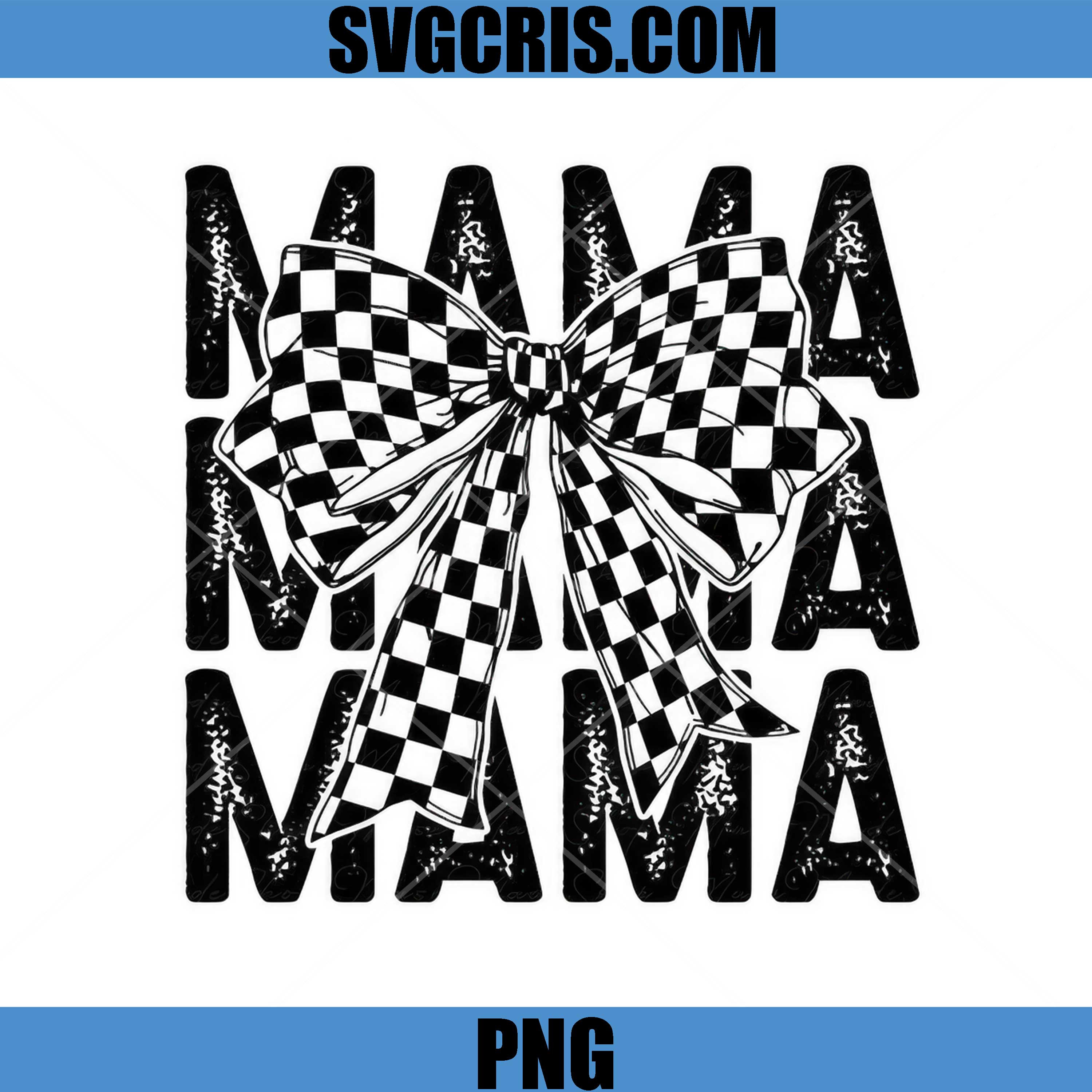 Mama Checkered Bow Illustration PNG, Black White Mom Style PNG