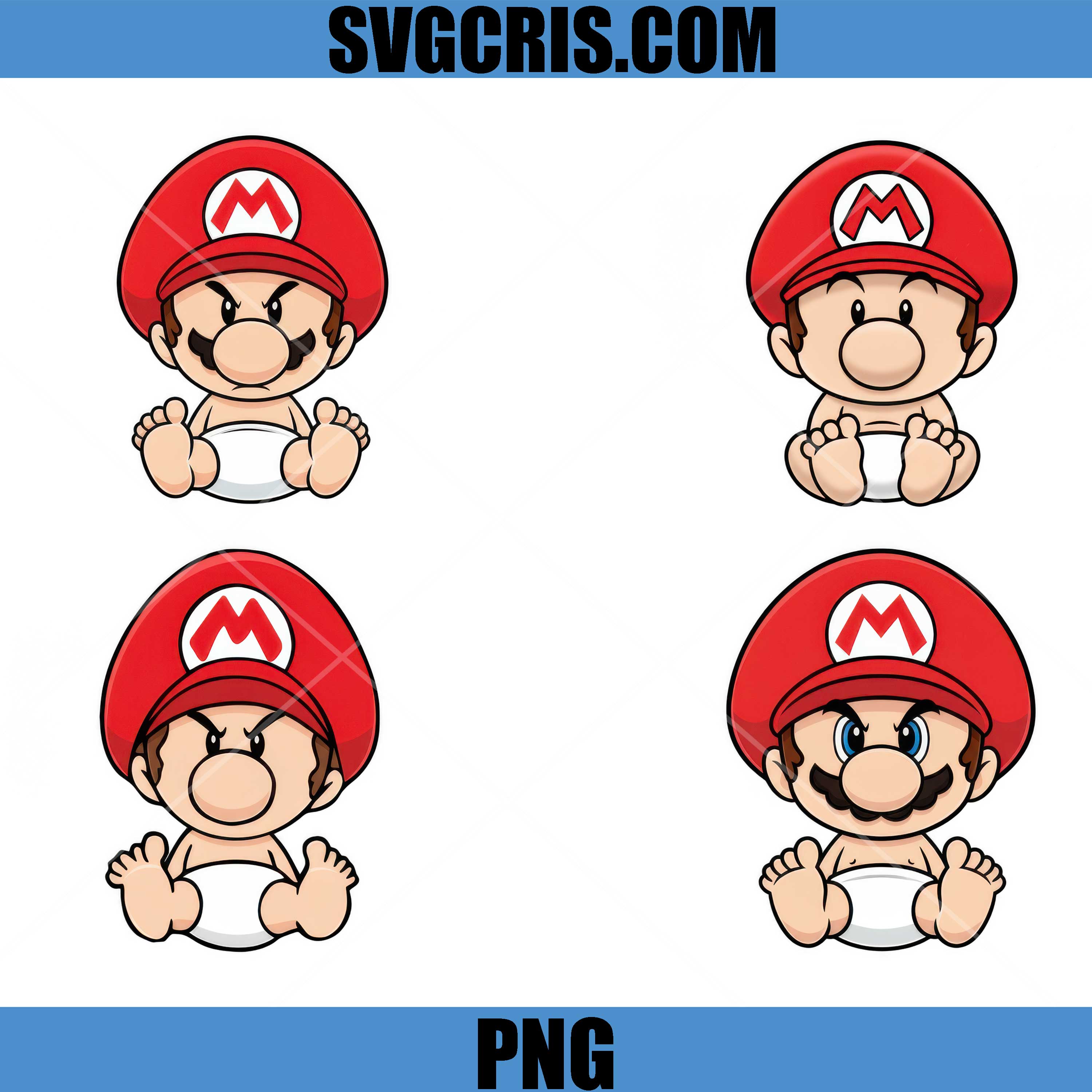 Baby Mario Bundle PNG, Cute Mario Face PNG, Supper Mario PNG