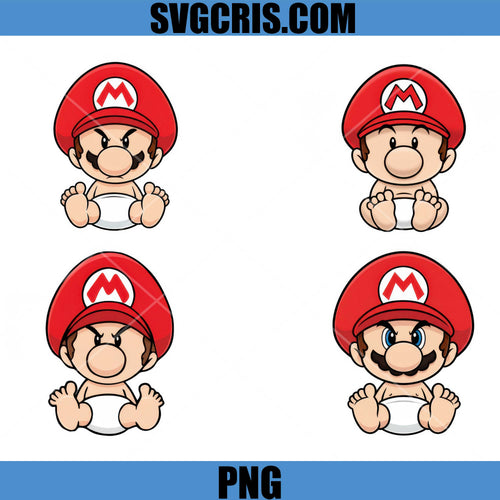 Baby Mario Bundle PNG, Cute Mario Face PNG, Supper Mario PNG