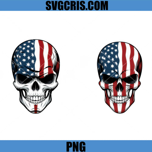 American Flag Skull PNG Bundle, Patriotic Skull 4th July PNG