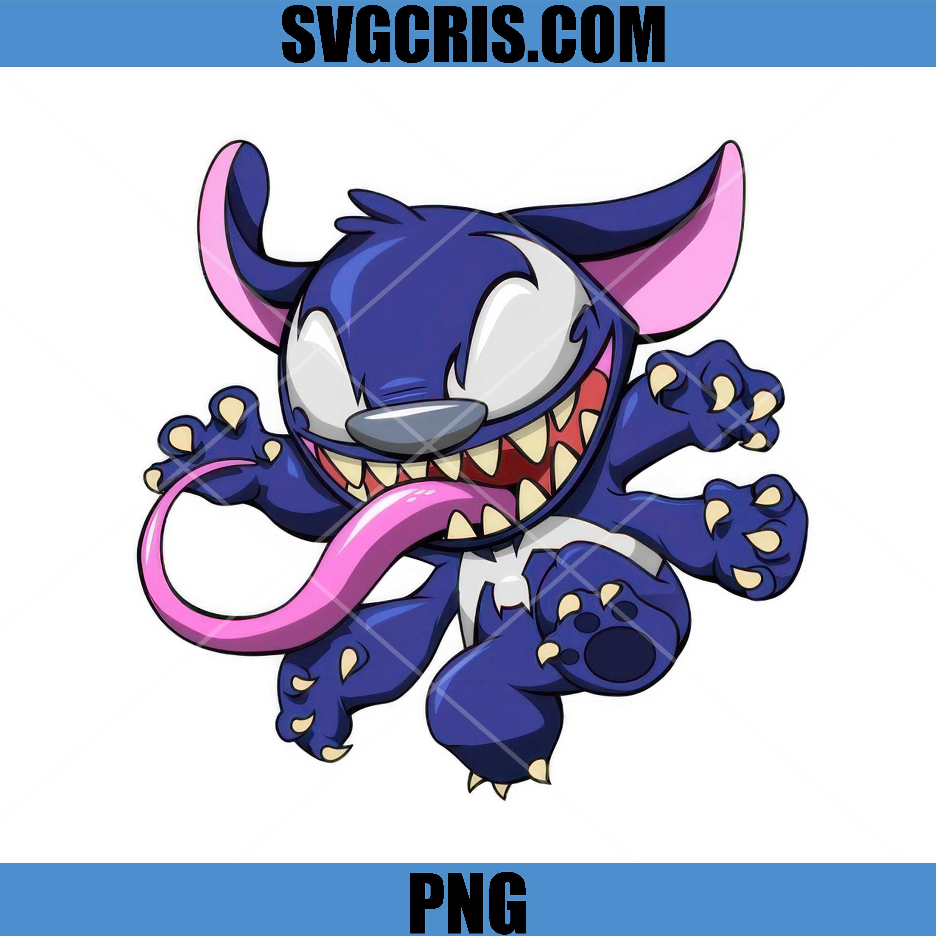 Venom Stitch Monster With Long Tongue PNG, Creepy Venom Stitch PNG