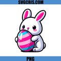 Cute Bunny Holding Easter Egg PNG, Kawaii Rabbit Easter PNG