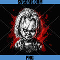 Chucky Horror Doll PNG, Killer Doll Scary Blood Splatter PNG