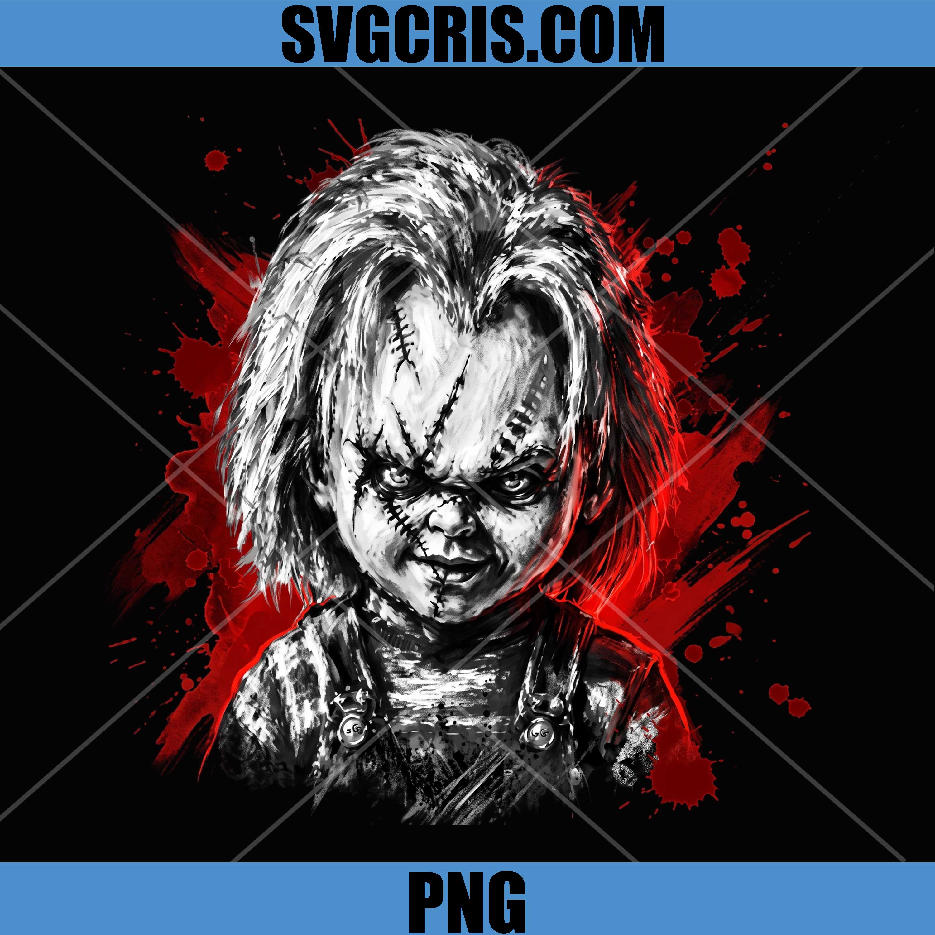 Chucky Horror Doll PNG, Killer Doll Scary Blood Splatter PNG