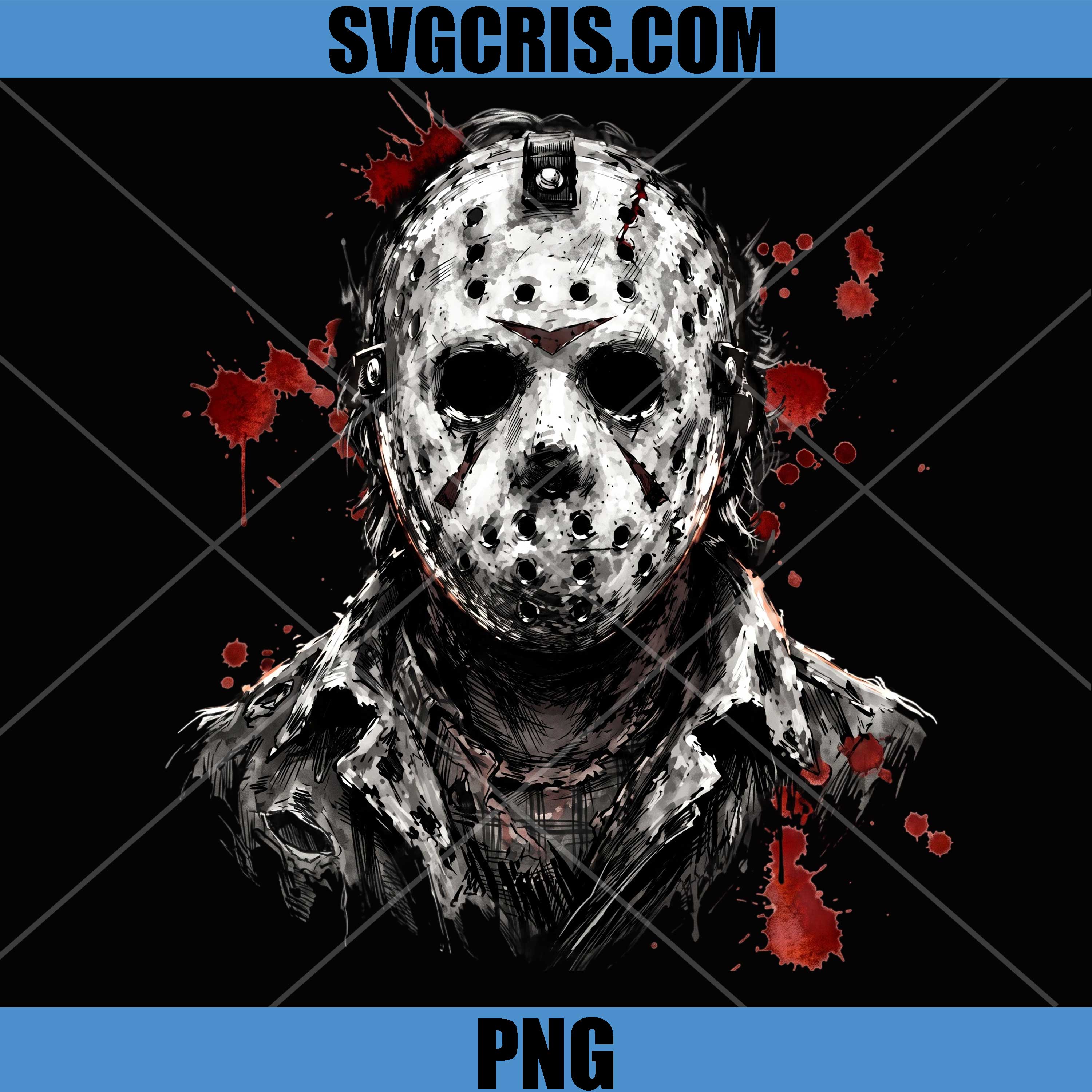 Jason Voorhees Horror PNG, Hockey Mask Killer Blood Splatter PNG