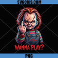 Chucky Wanna Play PNG, Killer Doll Horror Design PNG