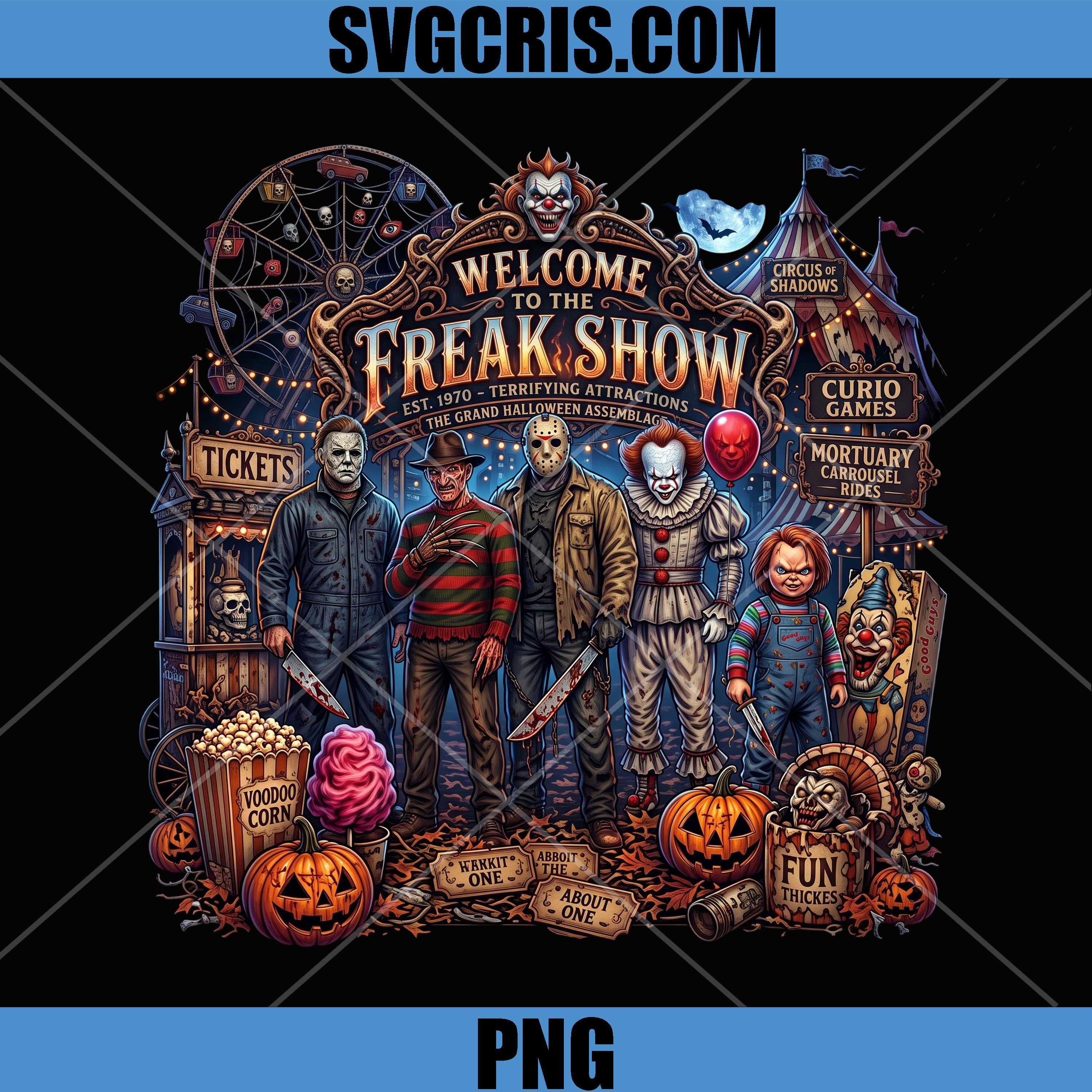 Halloween Freak Show PNG, Horror Movie Icons Carnival HD PNG