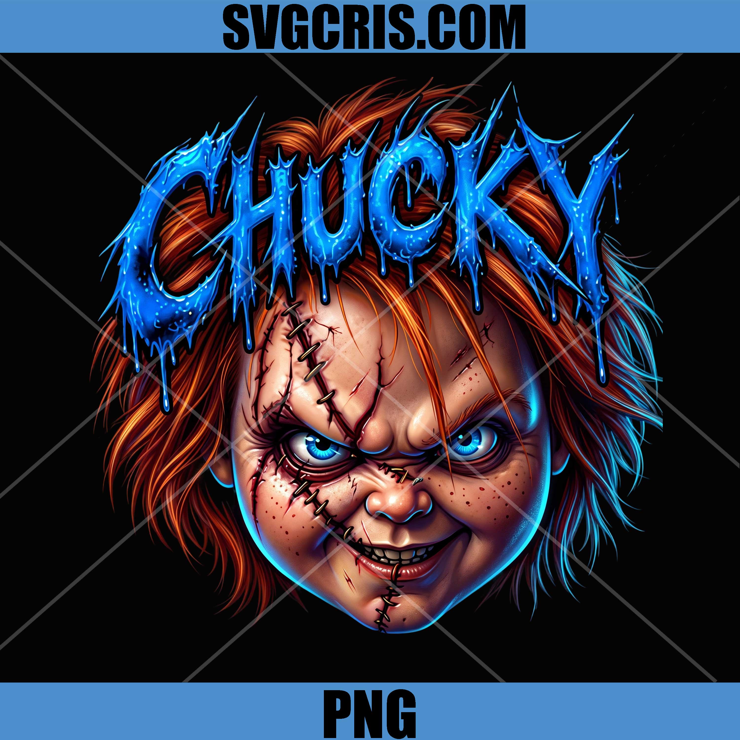 Chucky Halloween Art PNG, Blue Slime Halloween Chucky Doll Face PNG  
