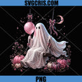 Cute Ghost Halloween PNG, Pink Pumpkin Bat Aesthetic Art PNG