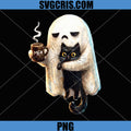 Spooky Ghost Cat PNG, Halloween Black Cat Mug PNG