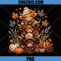 Highland Cow Fall Vibes PNG, Cute Autumn Cow Trio PNG