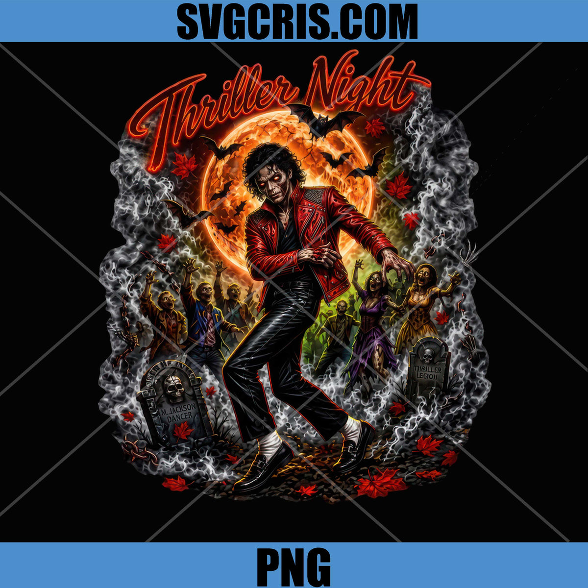 Michael Jackson Thriller Night PNG, Halloween Zombie Art PNG