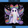 Cute Rainbow Ghost Girl PNG, Halloween Winged Pumpkin PNG