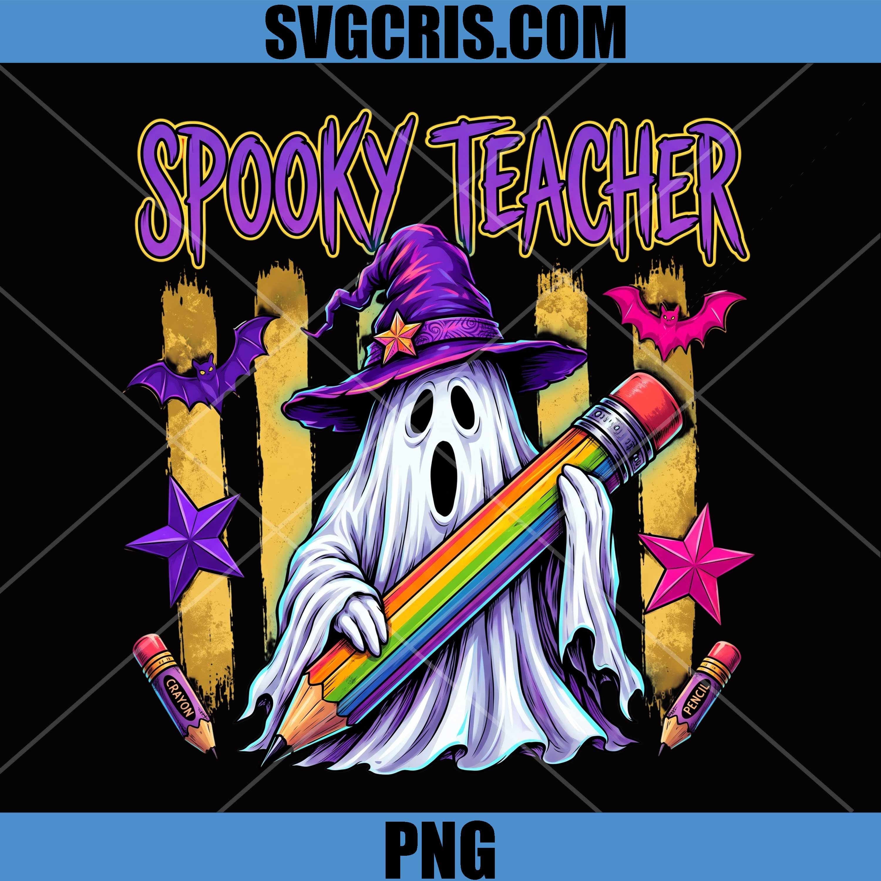 Spooky Teacher School PNG, Halloween Ghost Teacher Design PNG