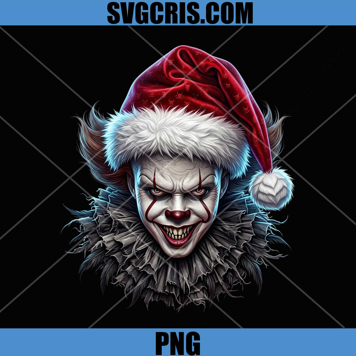 Pennywise Christmas Clown IT PNG, Evil Santa Horror IT Art PNG