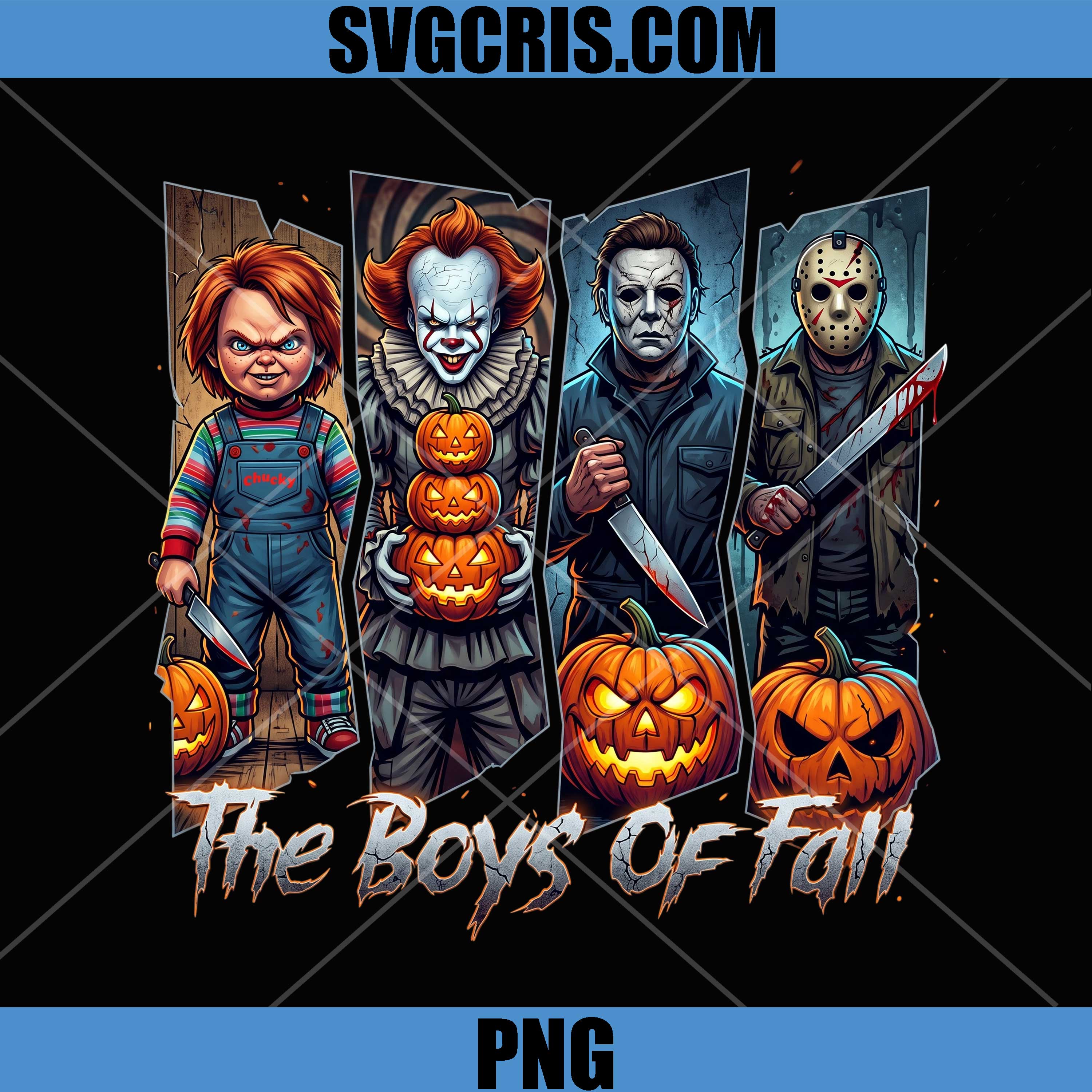 The Boys Of Fall Horror PNG, Slasher Icons Halloween PNG