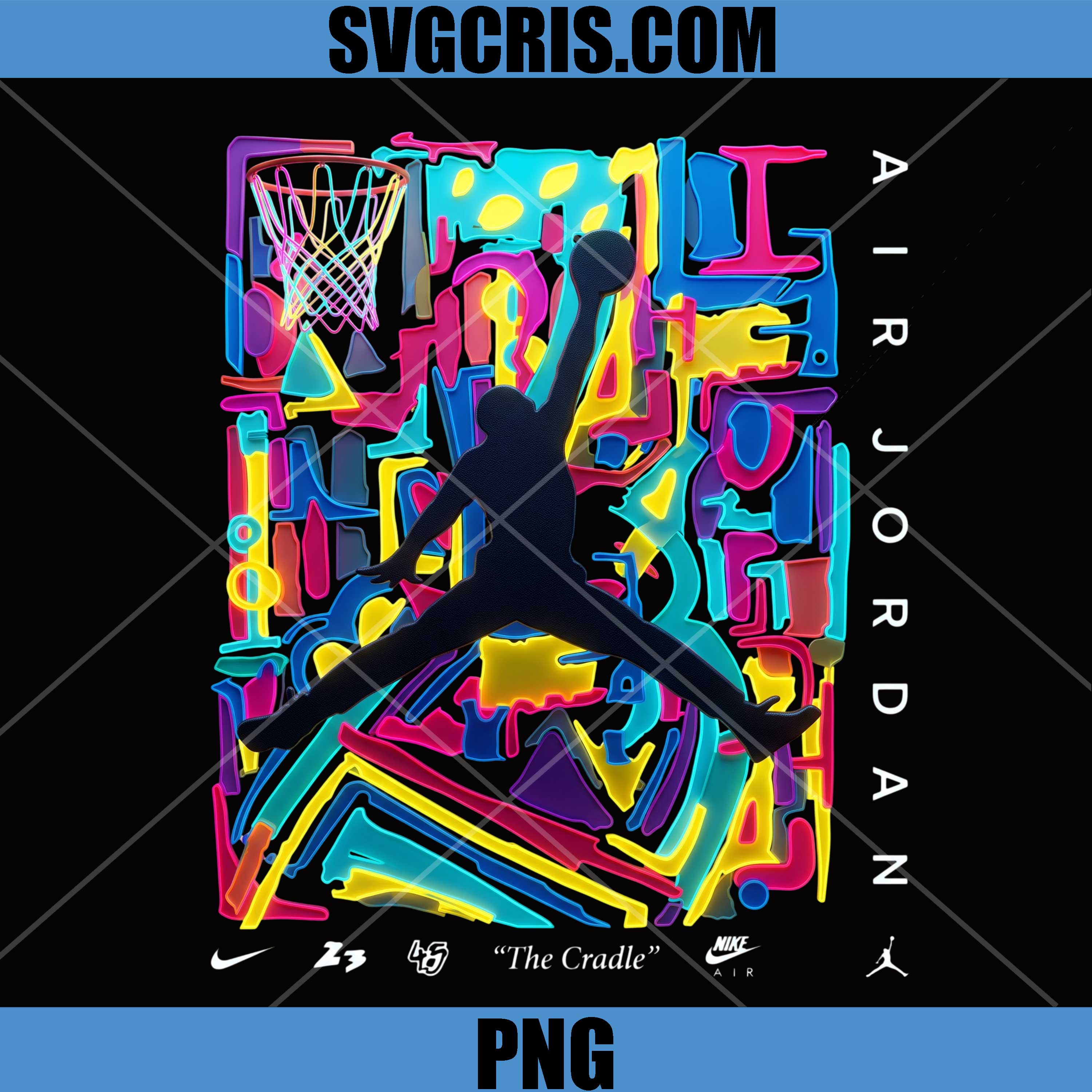 Jordan The Cradle Dunk PNG, Colorful Air Jordan Basketball PNG