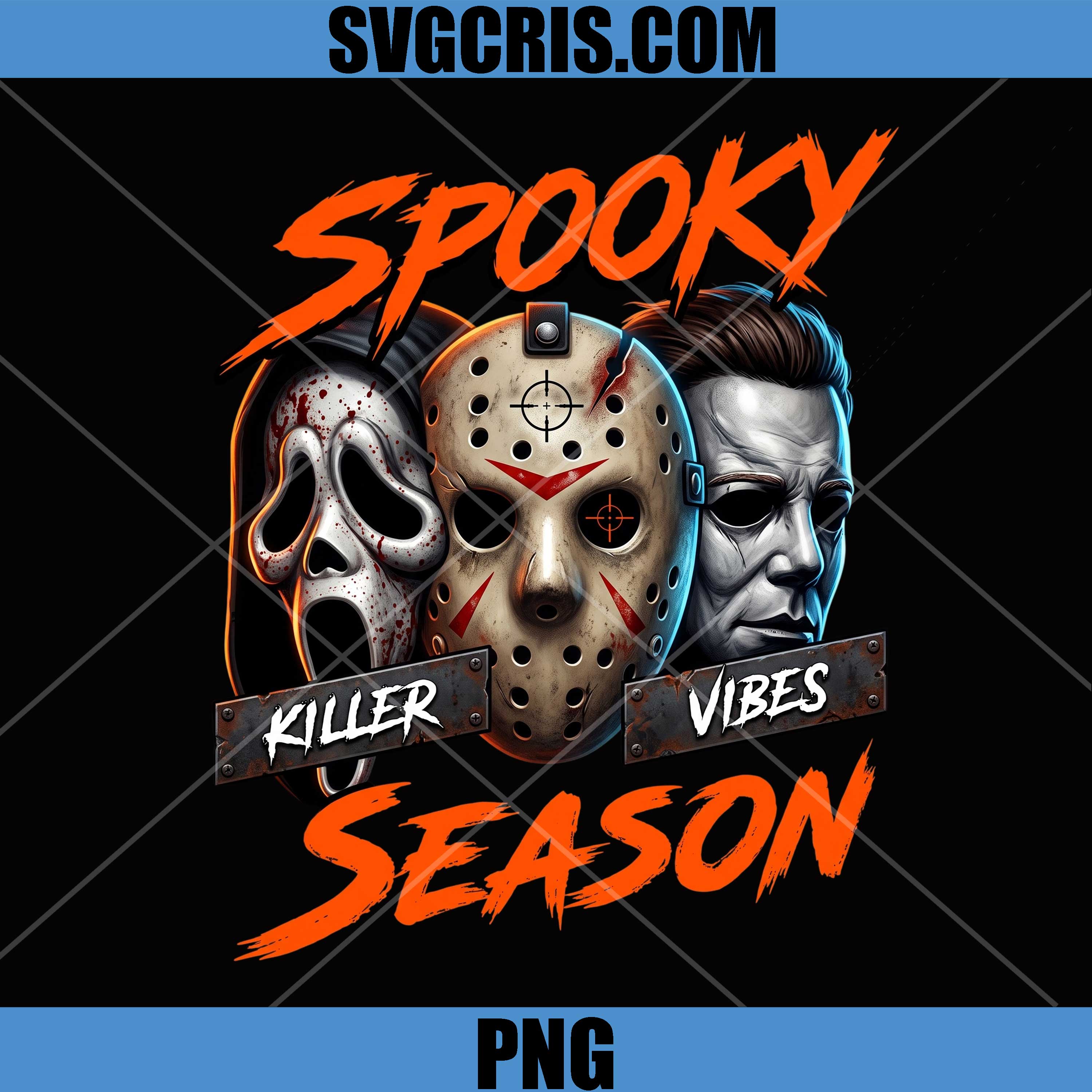 Spooky Season Killer Vibes PNG, Horror Masks Trio PNG