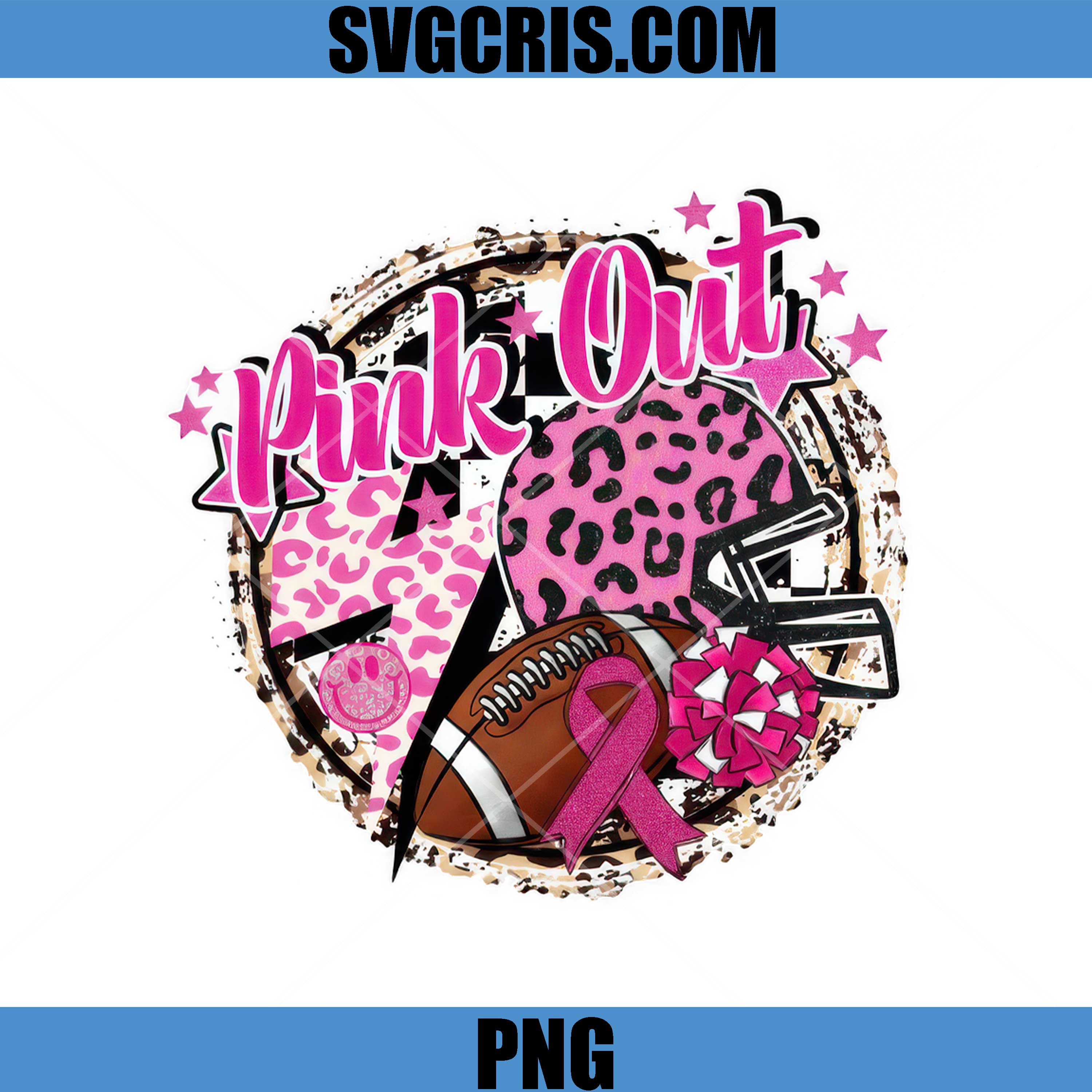 Pink Out Football Helmet Ribbon PNG, Breast Cancer Support PNG