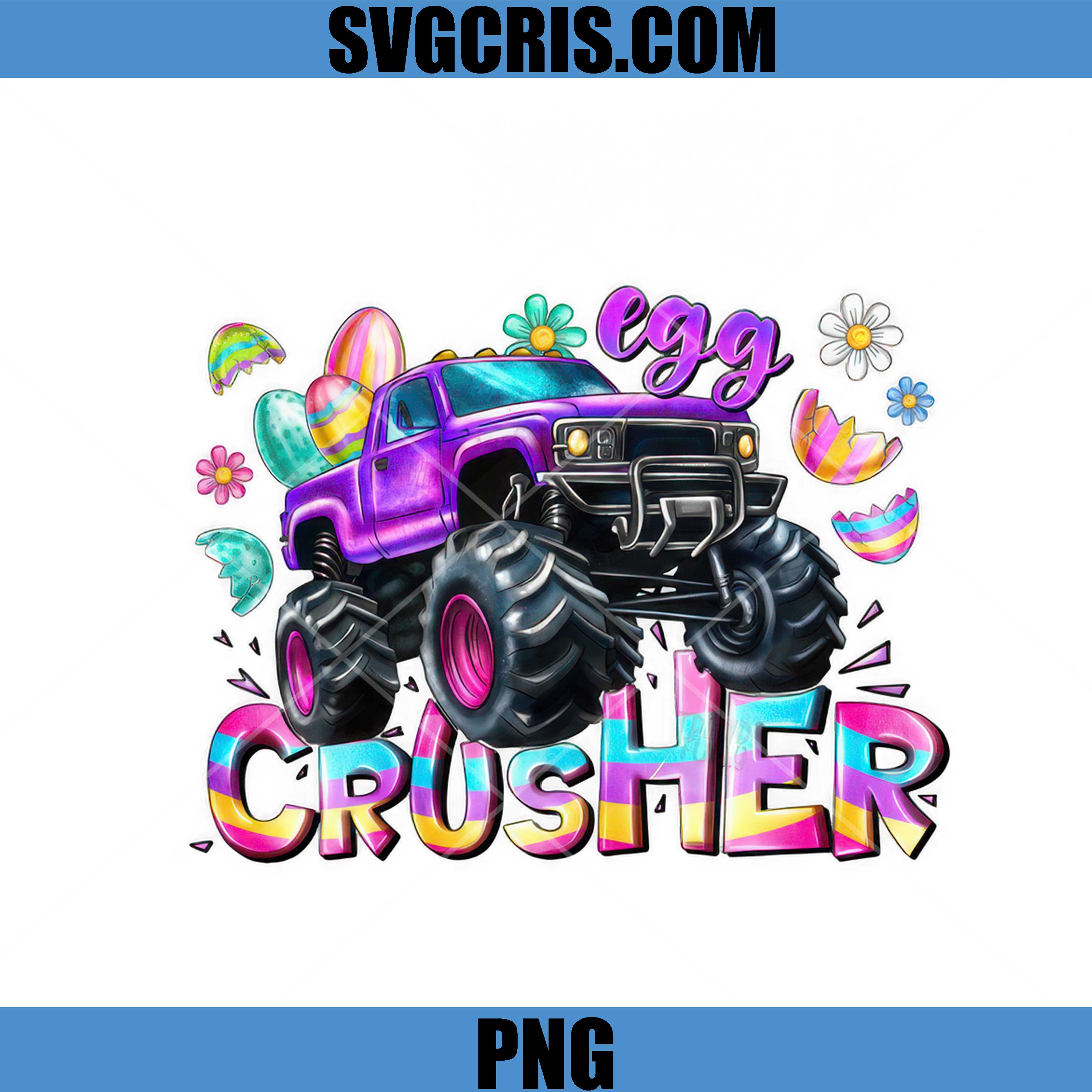 Easter Egg Crusher Truck PNG, Colorful Monster Truck PNG