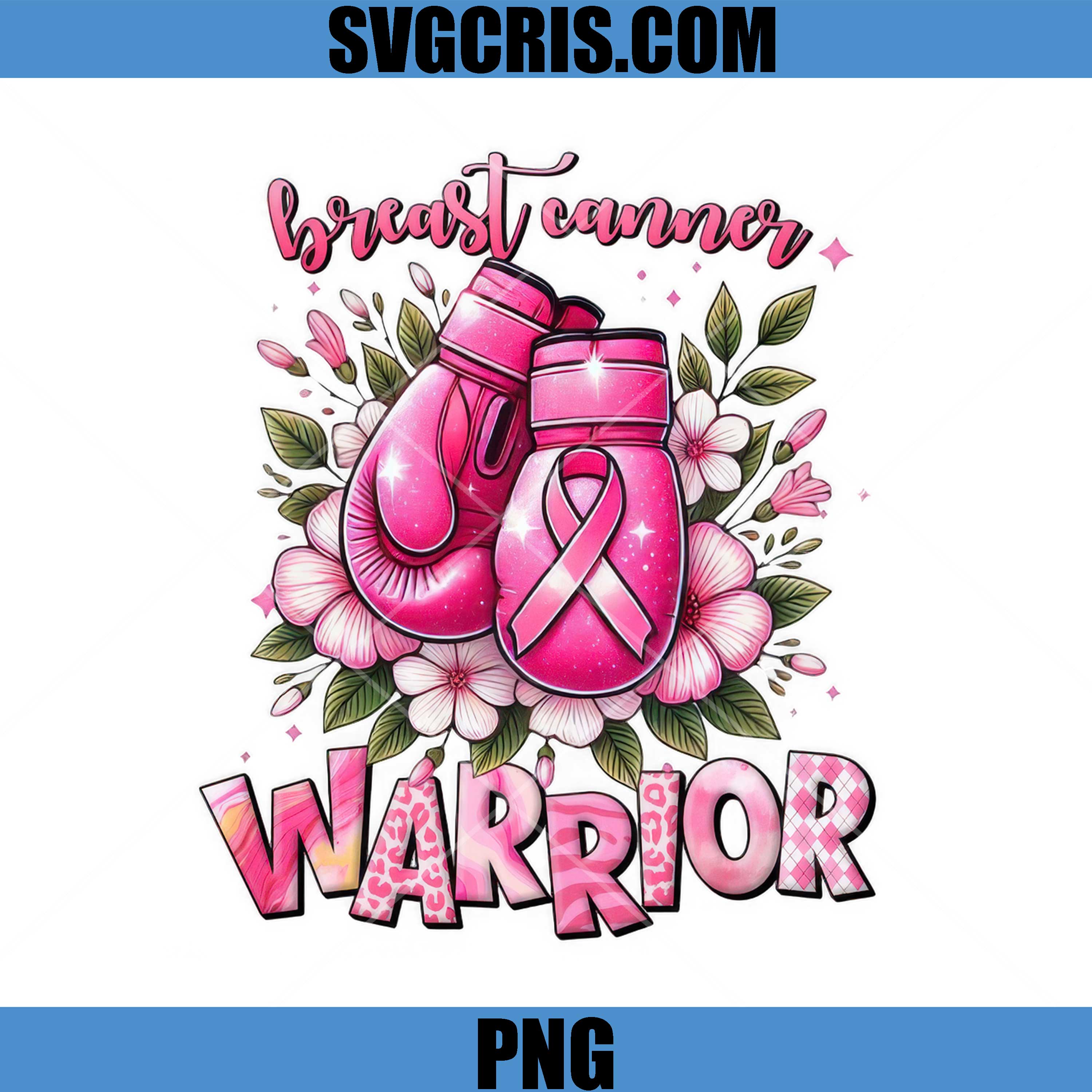 Breast Cancer Warrior Boxing Gloves PNG, Pink Ribbon Support PNG