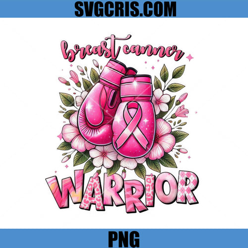 Breast Cancer Warrior Boxing Gloves PNG, Pink Ribbon Support PNG