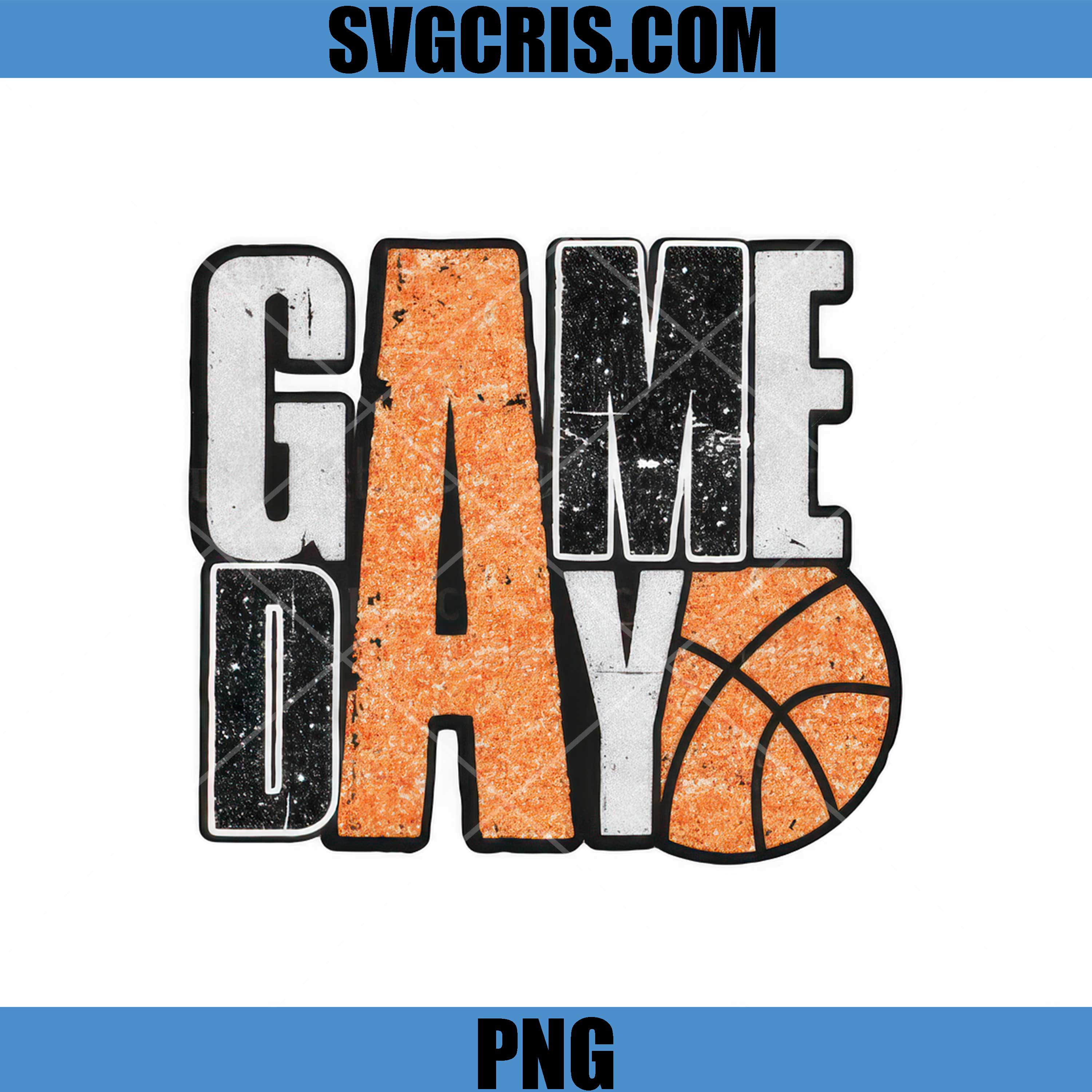 Game Day Basketball Vintage Text PNG, Orange Black Ball Sport PNG
