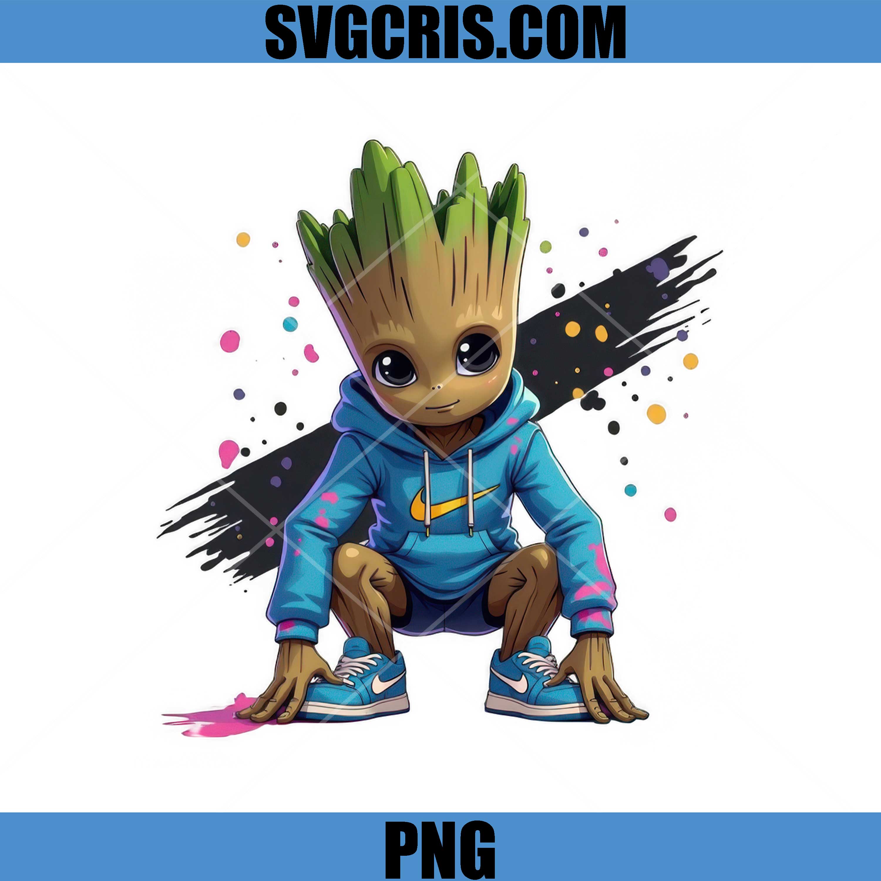 Baby Groot Hoodie Nike PNG, Cute Tree Character PNG