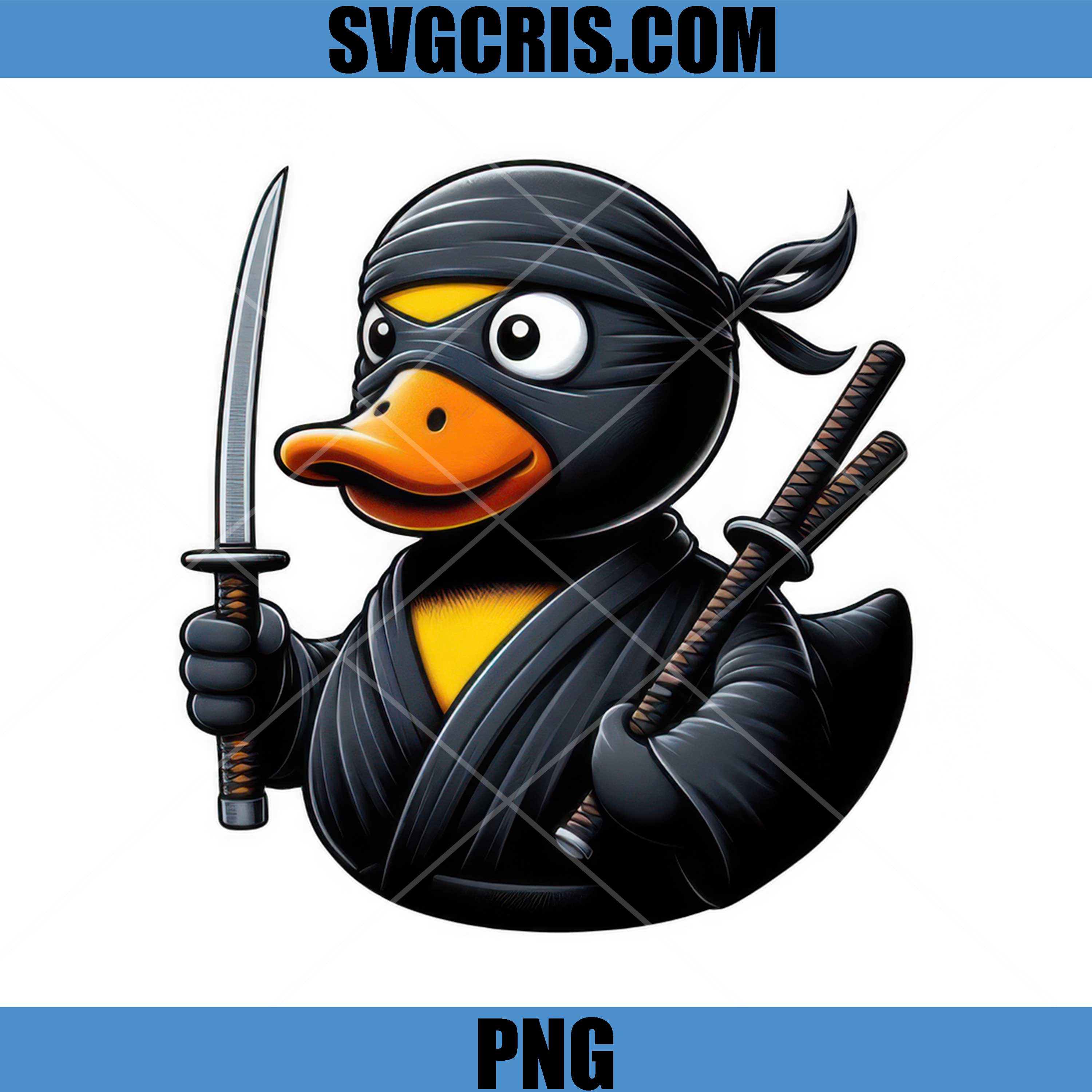 Ninja Duck Samurai Cartoon PNG, Cute Warrior Duck PNG